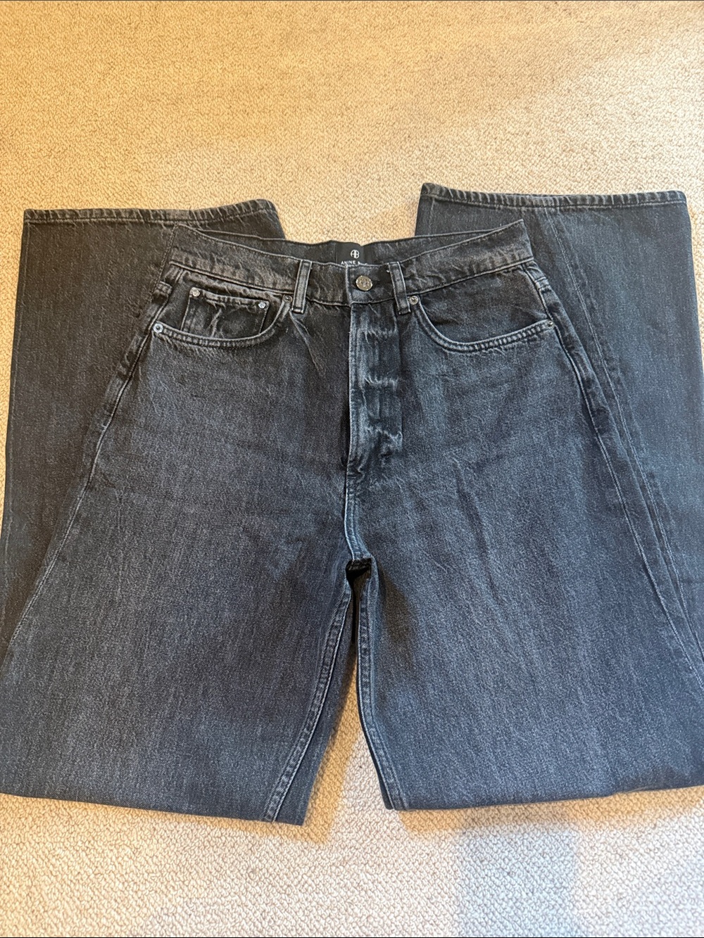 Anine Bing Brie High-Rise Jeans in Washed Black - Picture 7 of 7